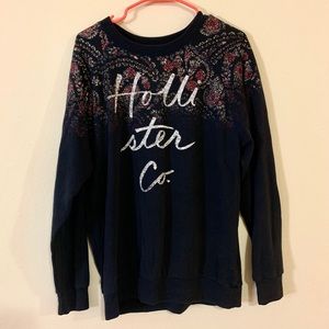 Hollister Navy Blue Oversized Crewneck Sweater